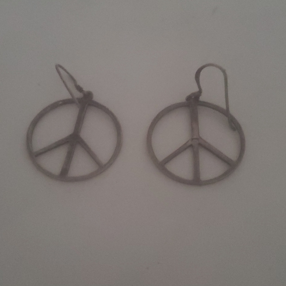 Silver vintage peace earrings